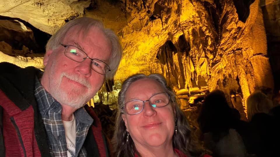 Jeff and Cindy in Mammoth Cave on the Frozen Niagara tour.