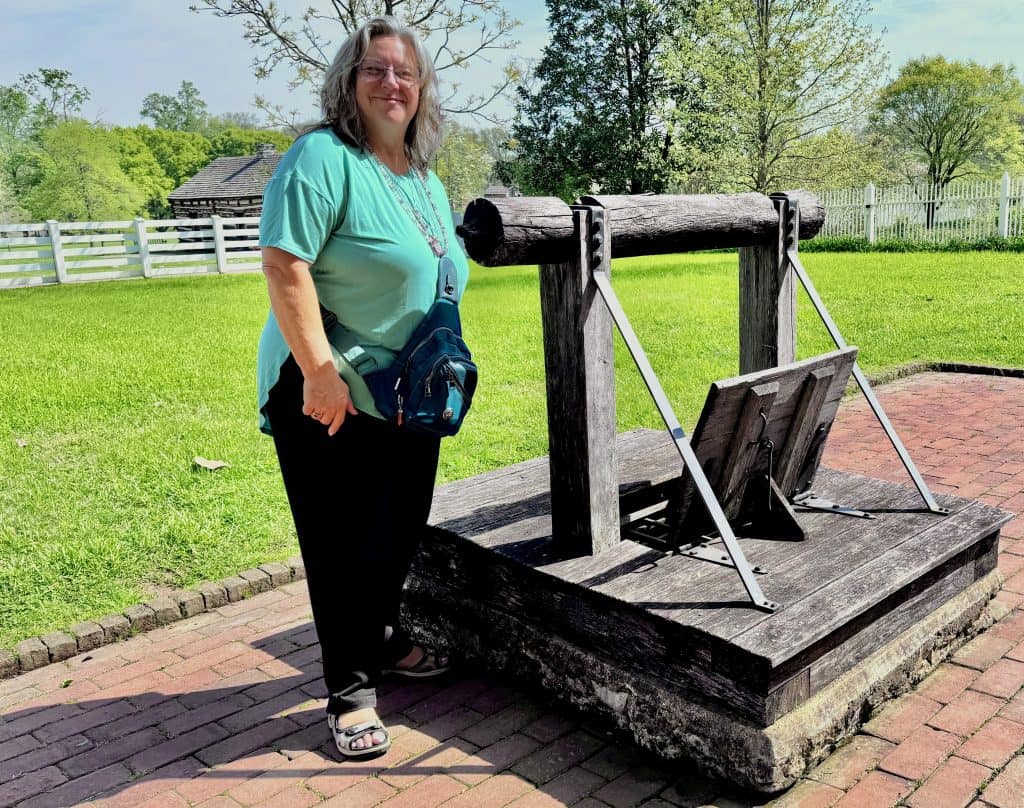 Cindy standing by the water well at The Hermitage in Tennessee on Friday, April 11, 2025.