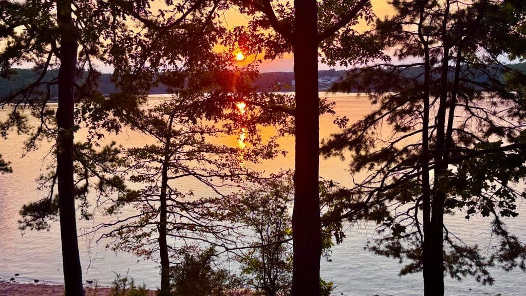Sunset at Twin Lakes Campground in Pendleton, SC.