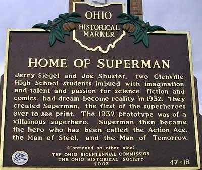 Home of Superman plaque in Cleveland, Ohio.